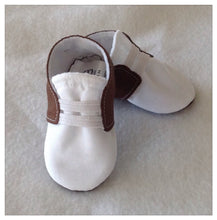 Load image into Gallery viewer, Brown &amp; White Baby Shoes with Elastic