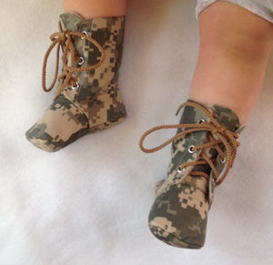 Army Baby Combat Boots | ACU Camo | Newborn size up to 4T |