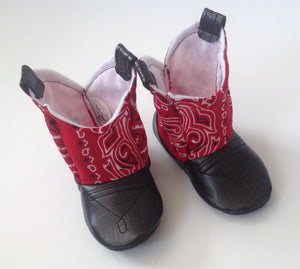 Bandana Print Baby Cowboy Boots with Black Leather | Newborn size up to 24 Months