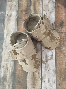 US Marine Corps Desert Camo Baby Shoes with straps | Newborn size up to 4T