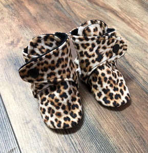 Leopard Print Flannel Snap Boots
