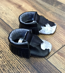 Cow Print Baby Moccasins