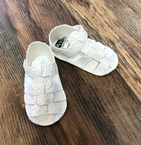 White Lace Faux Leather Sandals