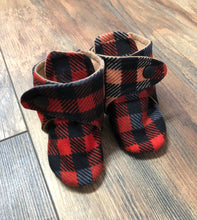 Load image into Gallery viewer, Fall Tartan Plaid Flannel Snap Boots