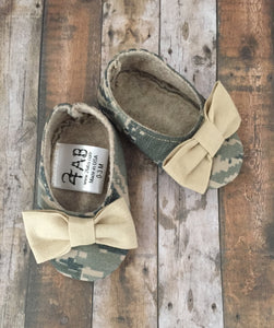Air Force Camo Girl Shoes with Bows | Newborn size up to 24 Months