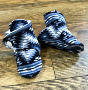 Blue Aztec Flannel Snap Boots