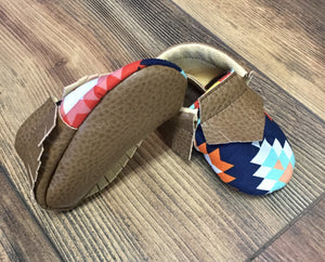 Aztec Print Baby Moccasins | Newborn size up to 24 M
