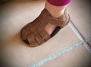 Brown Faux Leather Sandals