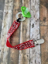 Load image into Gallery viewer, Red Bandana Pacifier Clip