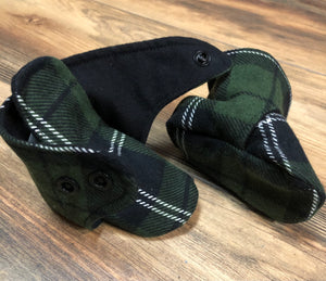 Green & Black Plaid Snap Boots
