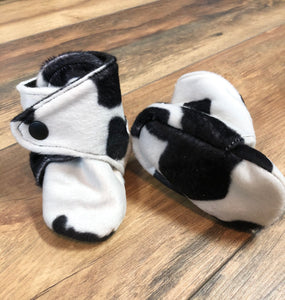 Faux Cow Fur Snap Boots