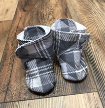 Load image into Gallery viewer, Gray &amp; White Plaid Snap Boots