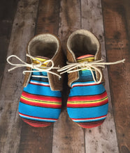 Load image into Gallery viewer, Serape and Faux Brown Leather Baby Shoes | Newborn size up to 18 Months