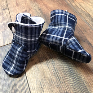 Blue Plaid Flannel Snap Boots