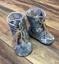 Load image into Gallery viewer, Army Baby Combat Boots | ACU Camo | Newborn size up to 4T |