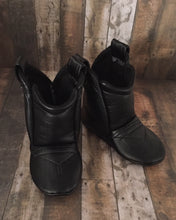 Load image into Gallery viewer, Black Faux Leather Baby Cowboy Boots