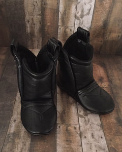 Black Faux Leather Baby Cowboy Boots