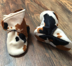 Faux Cow Fur Snap Boots