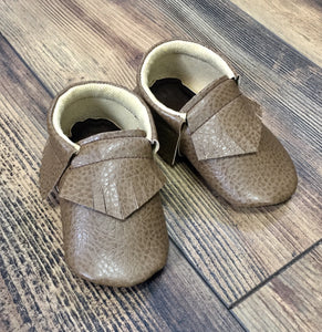 Brown Faux Leather Baby Moccasins