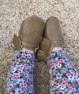 Brown Faux Leather Baby Moccasins