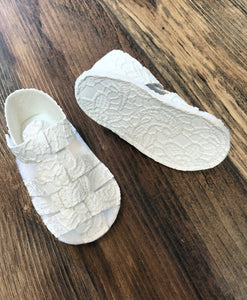 White Lace Faux Leather Sandals