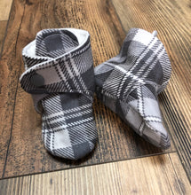 Load image into Gallery viewer, Gray &amp; White Plaid Snap Boots