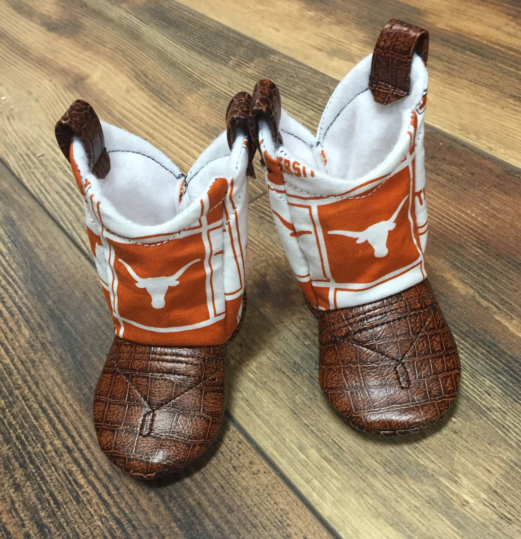 Texas Longhorns Baby Cowboy Boots | Newborn Size up to 24 Months