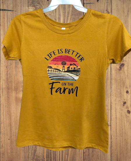Life Is Better on The Farm Shirt | Women's | Antique Gold