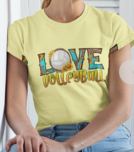Light Yellow Short Sleeve Shirt | Women's | Volleyball Themed