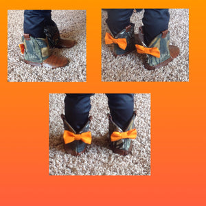 Mossy Camo Cowgirl Boots with Leather & Orange Bows  | Newborn size up to 24 Months