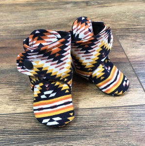 Multi-color Aztec Flannel Snap Boots