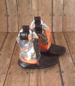 Orange True Timber Camo Baby Cowboy Boots | Newborn Size up to 24 Months