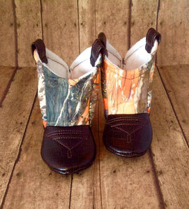 Orange True Timber Camo Baby Cowboy Boots | Newborn Size up to 24 Months