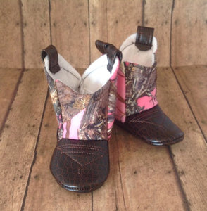 Pink True Timber Camo Baby Cowboy Boots | Newborn Size up to 24 Months