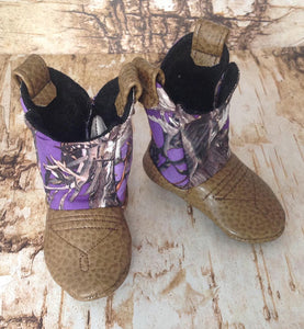 Purple True Timber Camo Baby Cowboy Boots | Newborn Size up to 24 Months