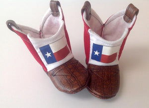 Texas Flag Baby Cowboy Boots | Newborn Size up to 24 Months