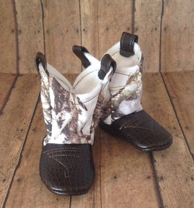 White True Timber Camo Baby Cowboy Boots | Newborn Size up to 24 Months
