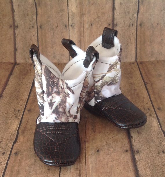 White True Timber Camo Baby Cowboy Boots | Newborn Size up to 24 Months
